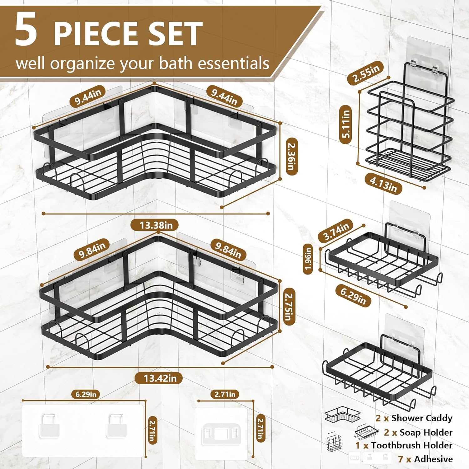 Set Of 5 Mesh Shower Shelves, Multipurpose Wall Storage Racks, Stainless Steel Bathroom Corner Baskets, Shower Basket for Hanging, Shampoo, Shower Gel, Soap Holder Set Of 5 Mesh Shower Shelves, Multipurpose Wall Storage Racks, Stainless Steel Bathroom Corner Baskets, Shower Basket for Hanging, Shampoo, Shower Gel, Soap Holder